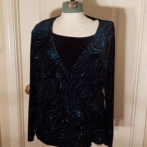 Notations velvet and sparkle evening top
